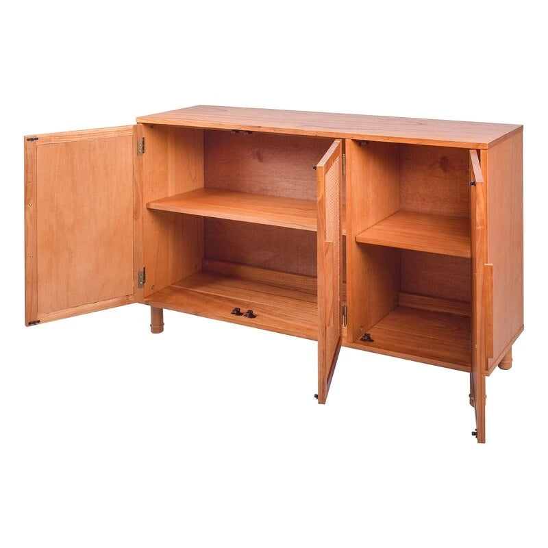 Armoire de rangement 3 portes, finition bois marron