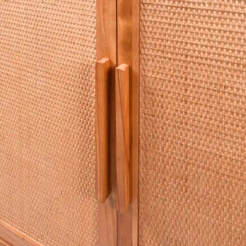 Armoire de rangement 3 portes, finition bois marron