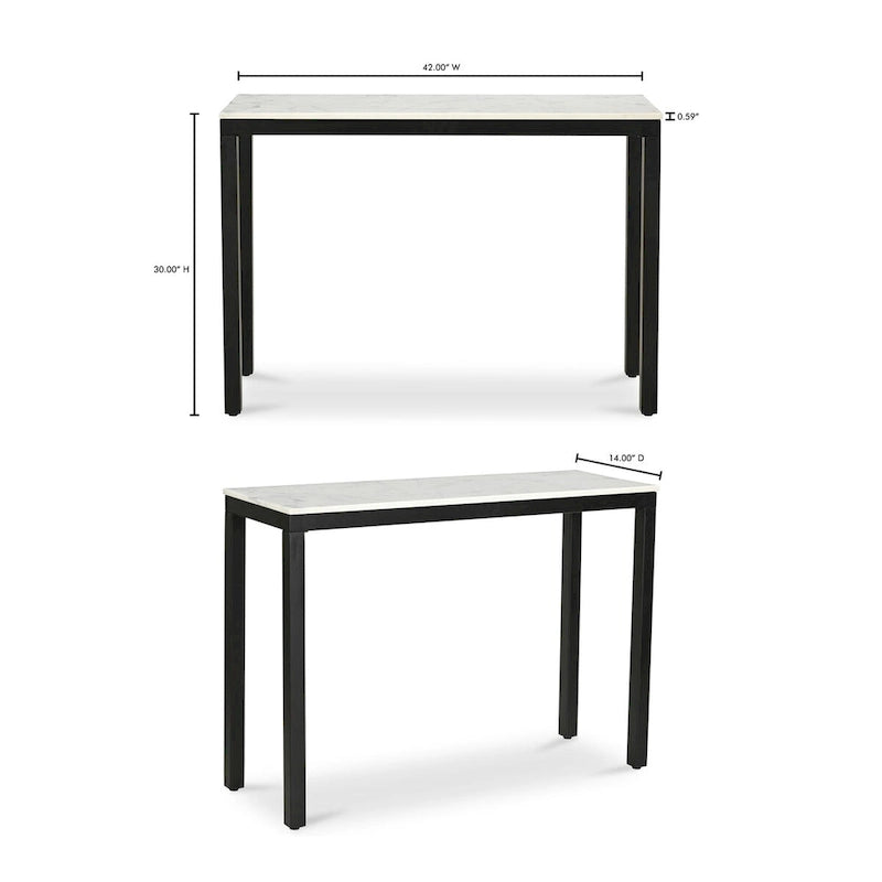Console en marbre blanc, style moderne, 1 personne, 42"L x 30"H x 14"P