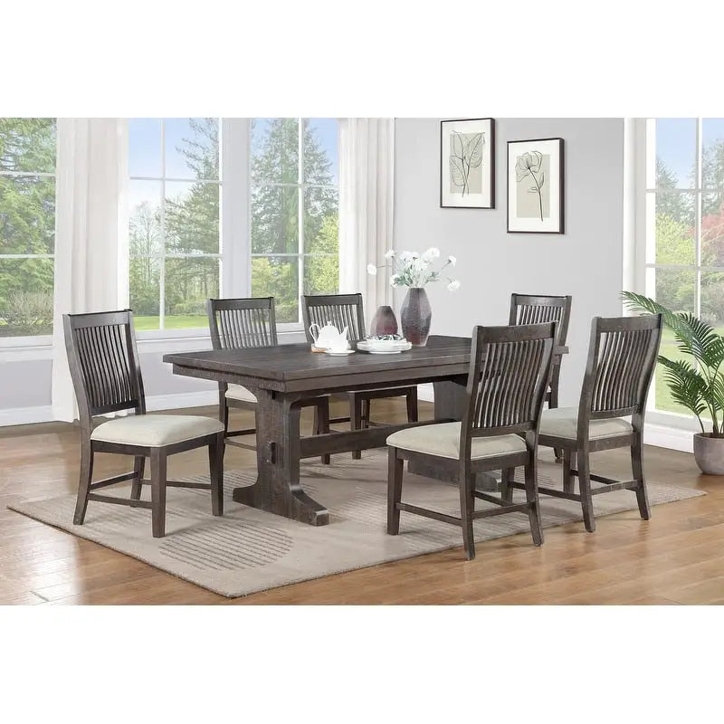 Ensemble de salle à manger extensible marron rustique – Jusqu'à 9 places