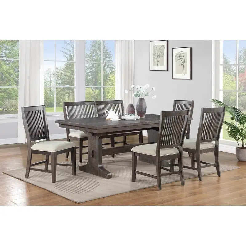Ensemble de salle à manger extensible marron rustique – Jusqu'à 9 places