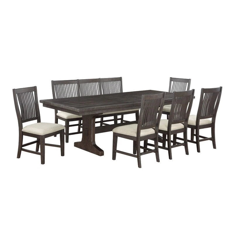 Ensemble de salle à manger extensible marron rustique – Jusqu'à 9 places