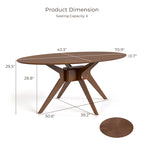 Table à manger ovale en noyer, style moderne du milieu du siècle, pour 4 à 6 personnes