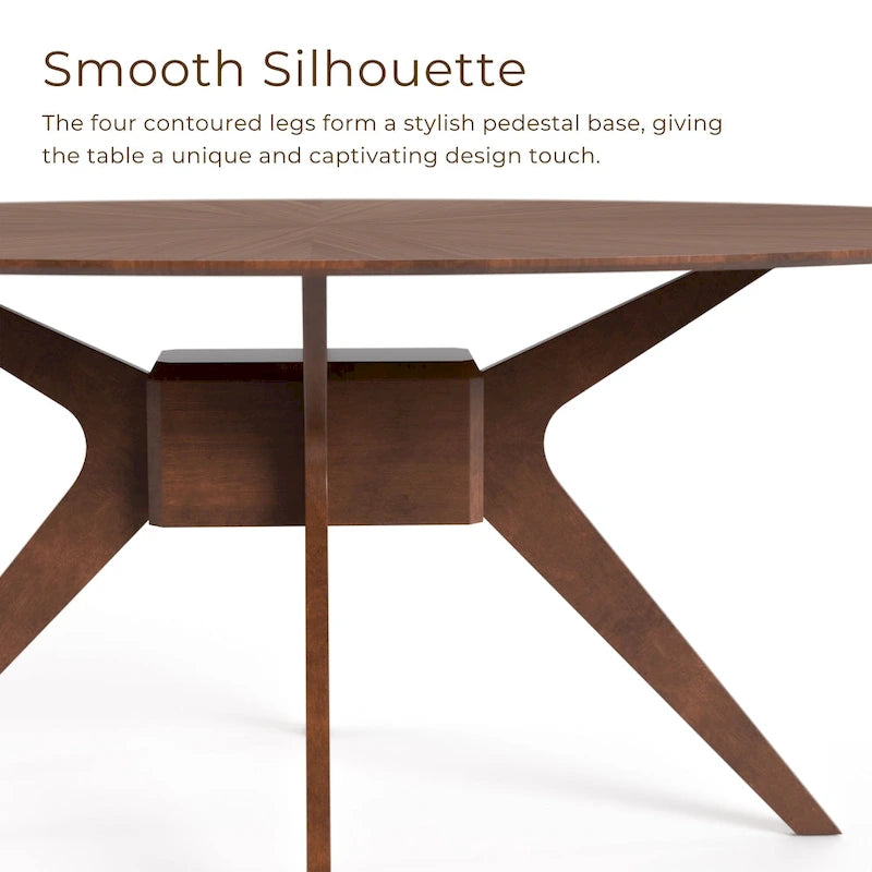 Table à manger ovale en noyer, style moderne du milieu du siècle, pour 4 à 6 personnes