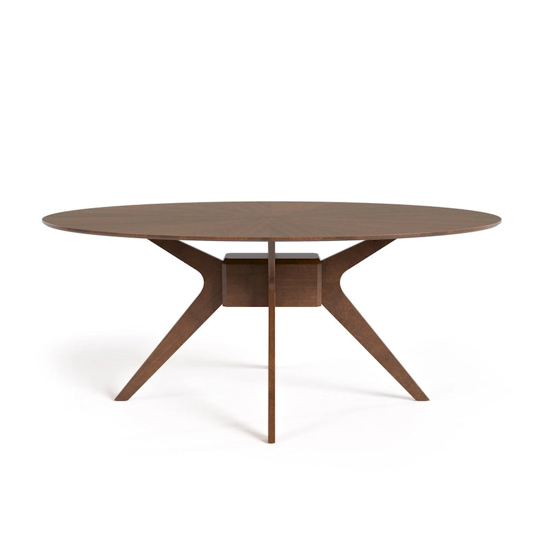 Table à manger ovale en noyer, style moderne du milieu du siècle, pour 4 à 6 personnes