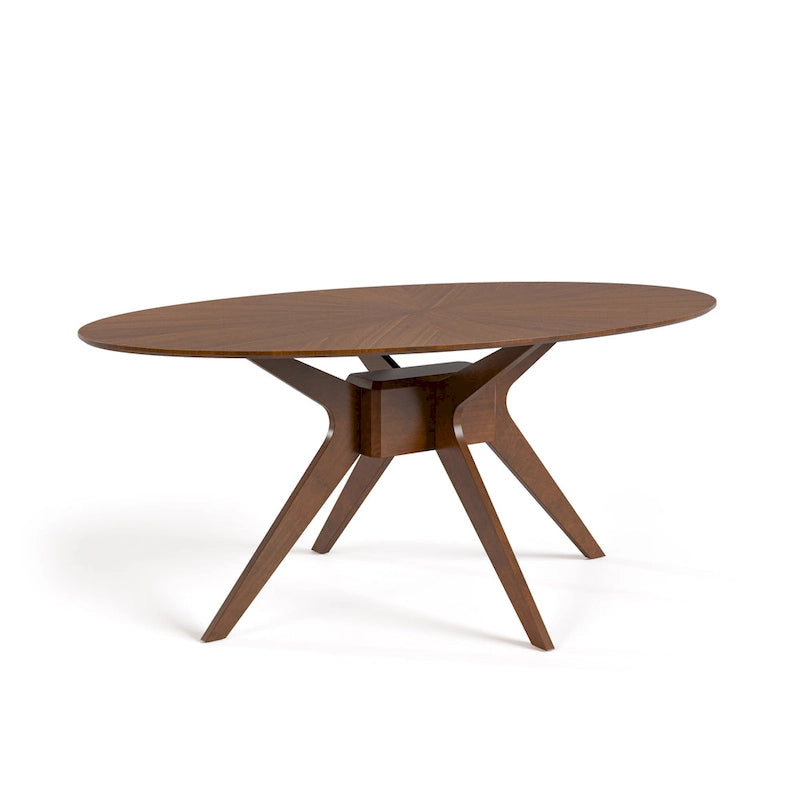 Table à manger ovale en noyer, style moderne du milieu du siècle, pour 4 à 6 personnes