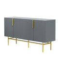 Buffet 4 portes gris/blanc/noir avec poignées dorées, 152,4 cm (L) x 38,6 cm (l) x 78,5 cm (H)