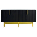 Buffet 4 portes gris/blanc/noir avec poignées dorées, 152,4 cm (L) x 38,6 cm (l) x 78,5 cm (H)