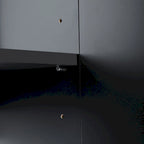 Buffet 4 portes gris/blanc/noir avec poignées dorées, 152,4 cm (L) x 38,6 cm (l) x 78,5 cm (H)