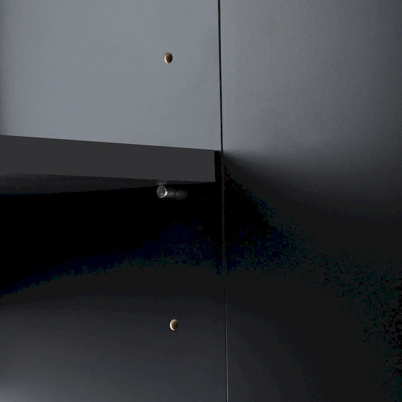 Buffet 4 portes gris/blanc/noir avec poignées dorées, 152,4 cm (L) x 38,6 cm (l) x 78,5 cm (H)