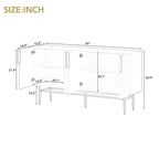 Buffet 4 portes gris/blanc/noir avec poignées dorées, 152,4 cm (L) x 38,6 cm (l) x 78,5 cm (H)