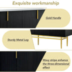Buffet 4 portes gris/blanc/noir avec poignées dorées, 152,4 cm (L) x 38,6 cm (l) x 78,5 cm (H)