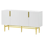 Buffet 4 portes gris/blanc/noir avec poignées dorées, 152,4 cm (L) x 38,6 cm (l) x 78,5 cm (H)
