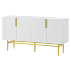 Buffet 4 portes gris/blanc/noir avec poignées dorées, 152,4 cm (L) x 38,6 cm (l) x 78,5 cm (H)