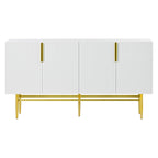 Buffet 4 portes gris/blanc/noir avec poignées dorées, 152,4 cm (L) x 38,6 cm (l) x 78,5 cm (H)