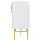 Buffet 4 portes gris/blanc/noir avec poignées dorées, 152,4 cm (L) x 38,6 cm (l) x 78,5 cm (H)