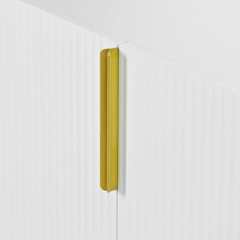 Buffet 4 portes gris/blanc/noir avec poignées dorées, 152,4 cm (L) x 38,6 cm (l) x 78,5 cm (H)