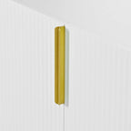 Buffet 4 portes gris/blanc/noir avec poignées dorées, 152,4 cm (L) x 38,6 cm (l) x 78,5 cm (H)