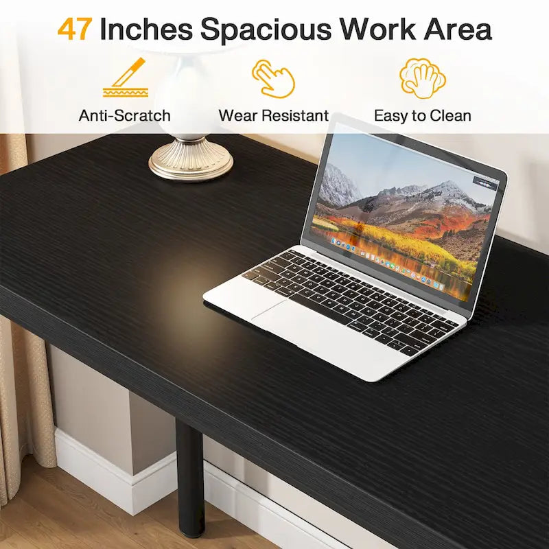 Bureau de 119 cm blanc/marron avec 5 tiroirs, structure métallique, pour une personne