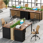 Bureau de 119 cm blanc/marron avec 5 tiroirs, structure métallique, pour une personne
