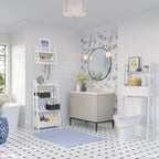 Étagère échelle blanche à placer au-dessus des toilettes avec porte abattante